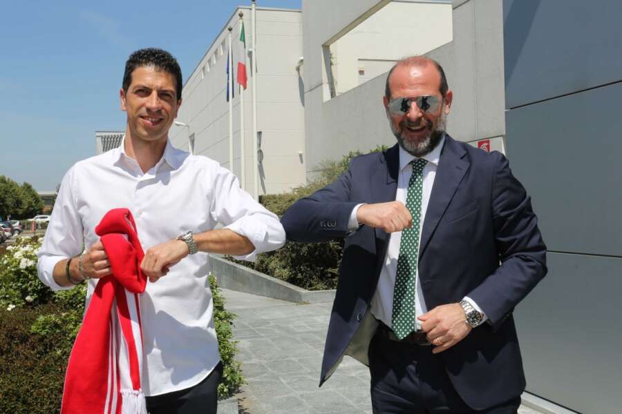 coach Antimo Martino insieme all’Amministratore Delegato biancorosso Alessandro Dalla Salda